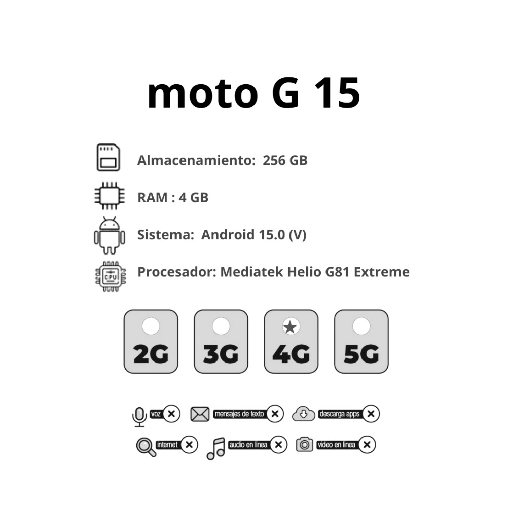 Celular Motorola G15 256 GB 4GB RAM DUAL SIM + Obsequio Smartwatch Mobulaa Original img #6