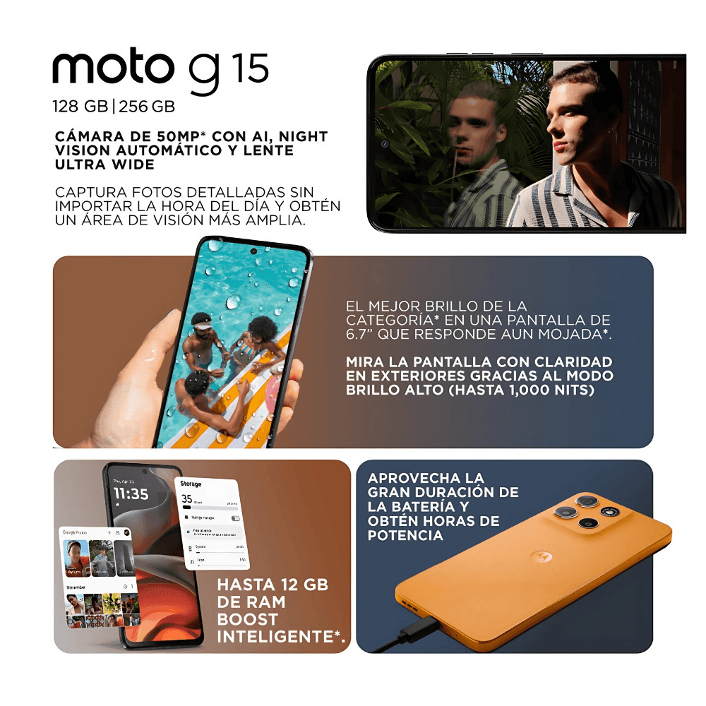 Celular Motorola G15 256 GB 4GB RAM DUAL SIM + Obsequio Smartwatch Mobulaa Original img #4
