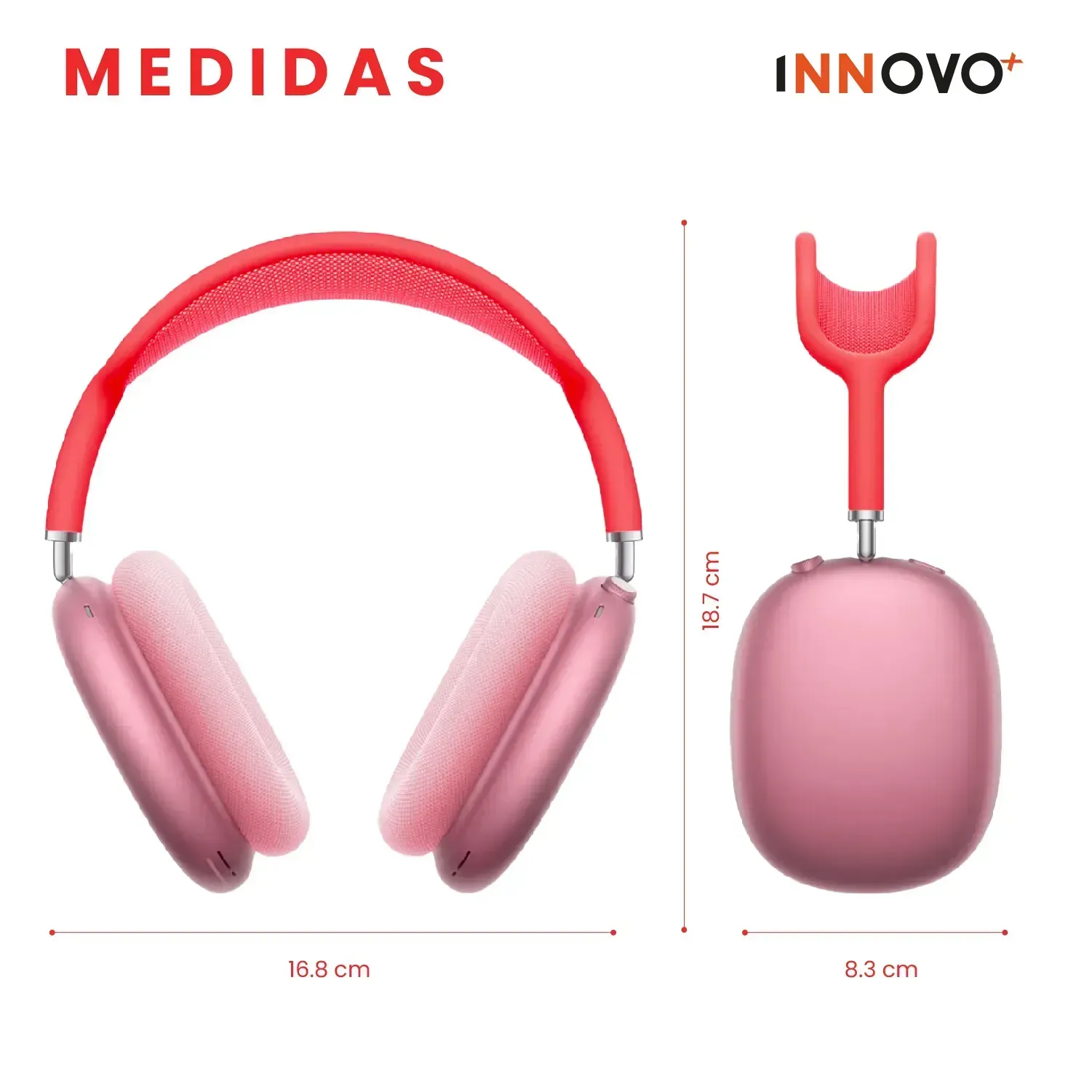Audífonos Pods Max Magnetica Full Sonido Bluetooth Estuche Rojo img #4