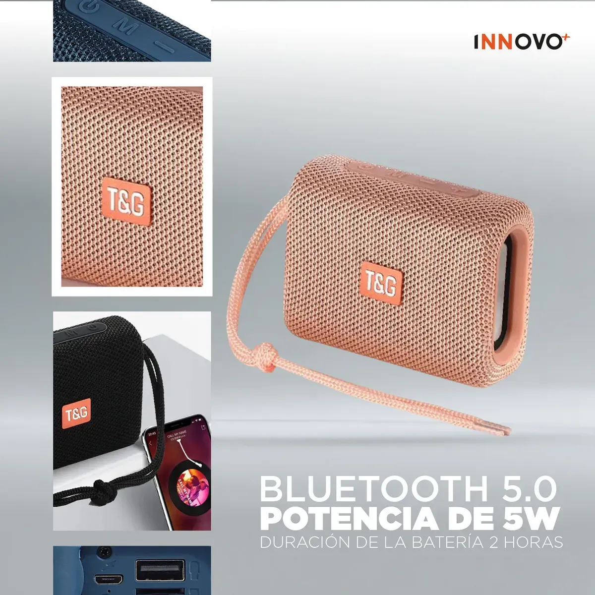 Parlante Bluetooth T&amp;g Inalámbrico Portátil Rosa Rosa Chicle 5v Rosa Chicle 5v img #6