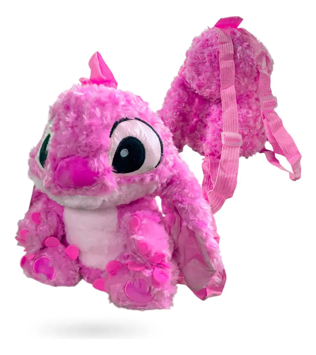 Morral Bolso Peluche Infantil Ángel Stitch Suave Tierno Rosa img #1
