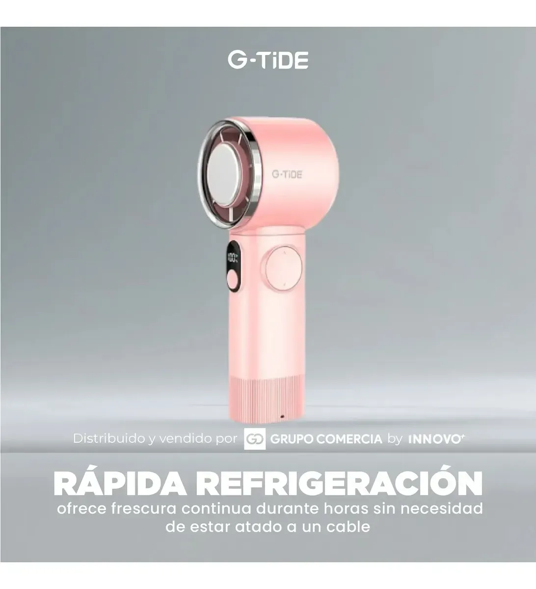 Mini Ventilador De Mano Rosa Con Pantalla Digital Enfriamiento Ice Cooling img #3
