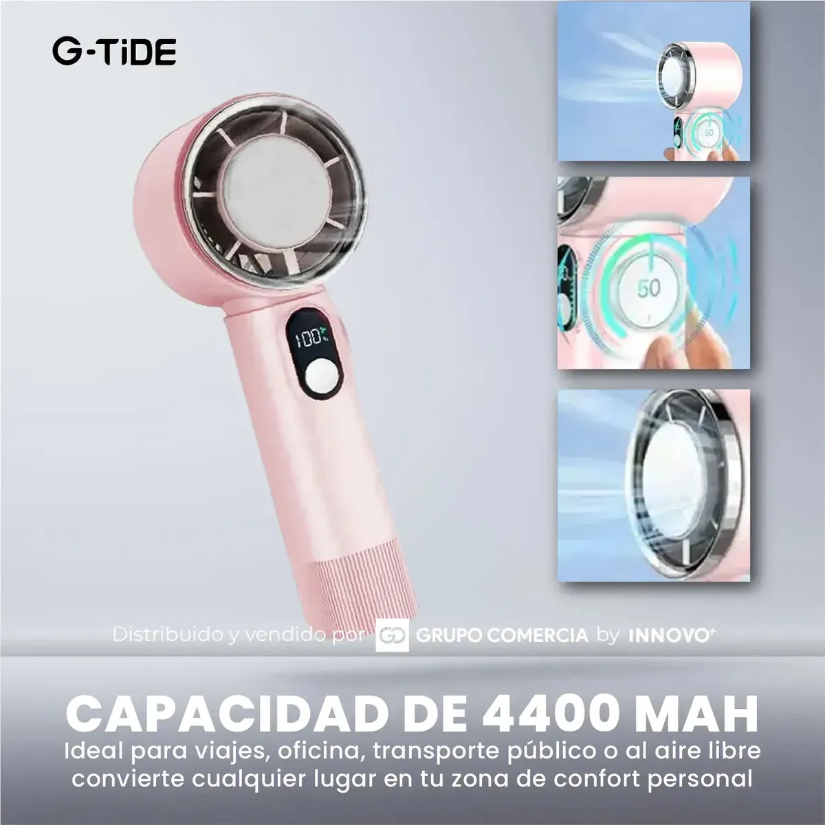 Mini Ventilador De Mano Rosa Con Pantalla Digital Enfriamiento Ice Cooling img #7