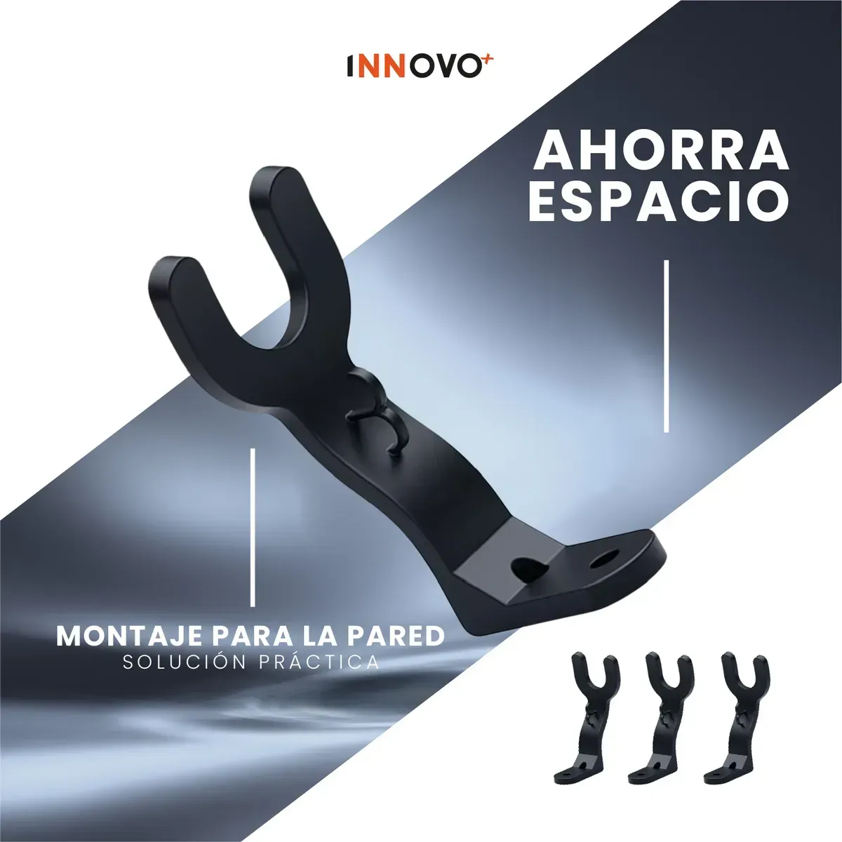 Soporte Para Casco X4 De Moto Pared Innovo+ Organizador Negro img #4