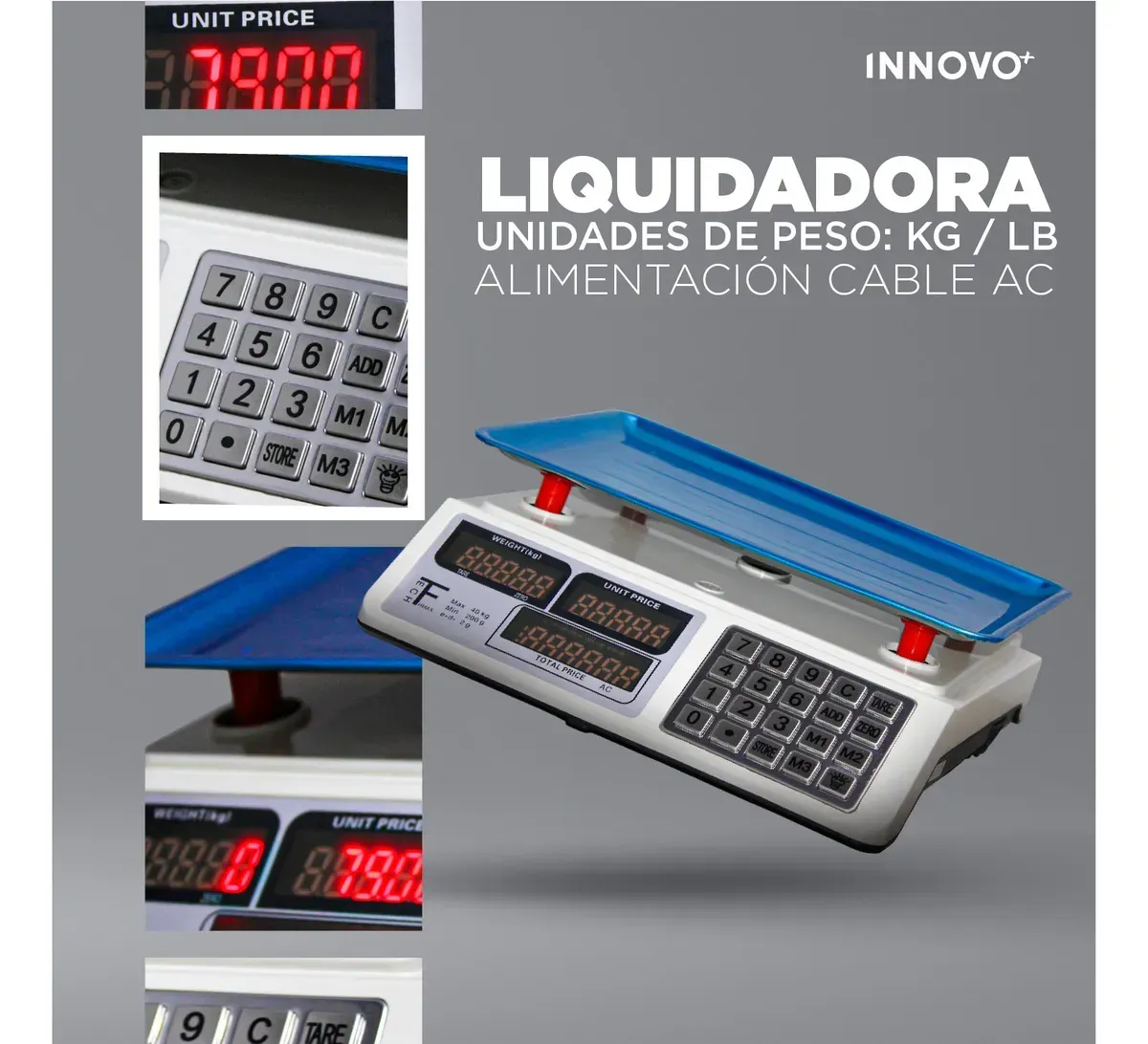 Gramera Báscula Digital Profesional 40kg Acero Inoxidable Con Memoria Acs 289bt img #3