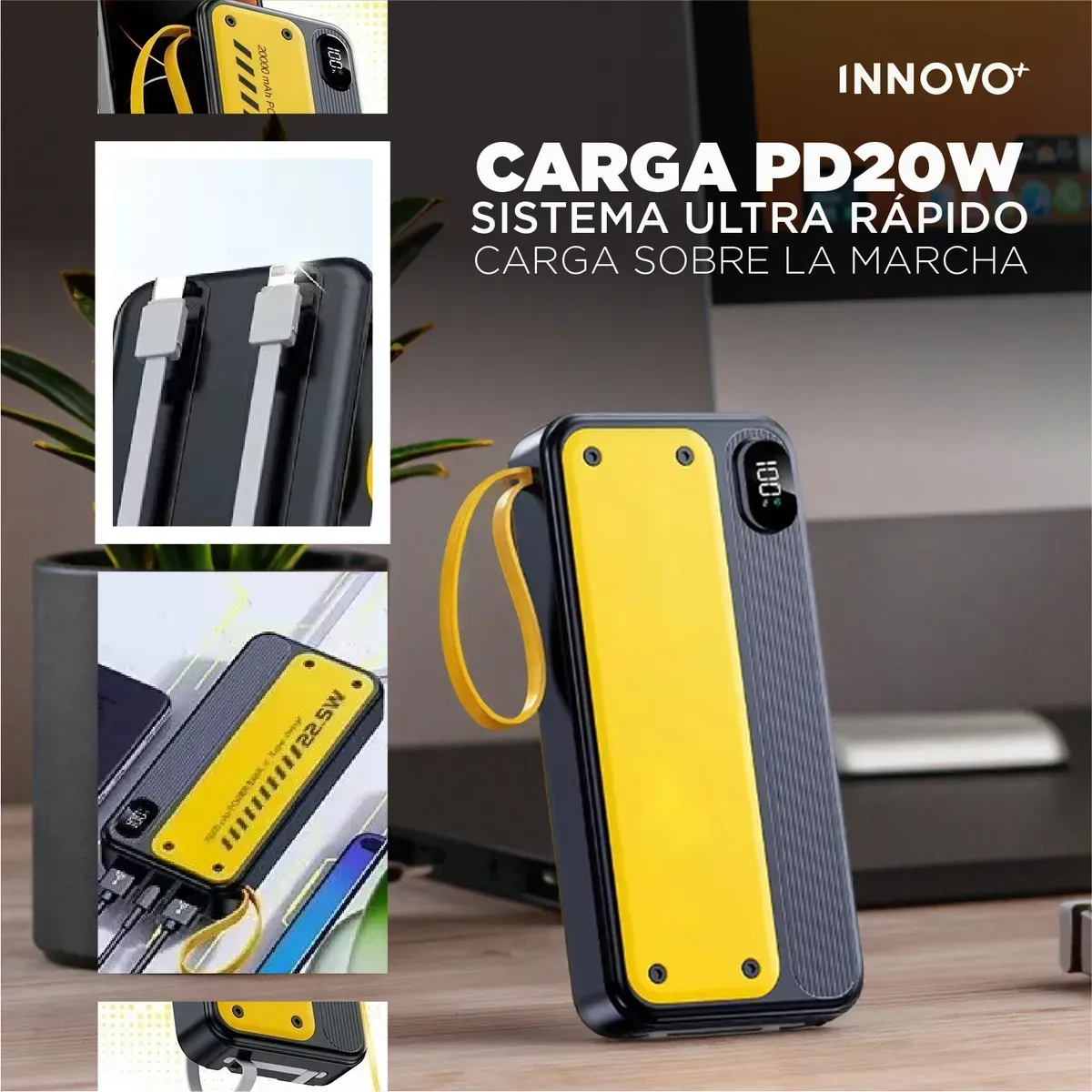 Power Bank 15000mah Carga Rápida 20w Con Cables img #3