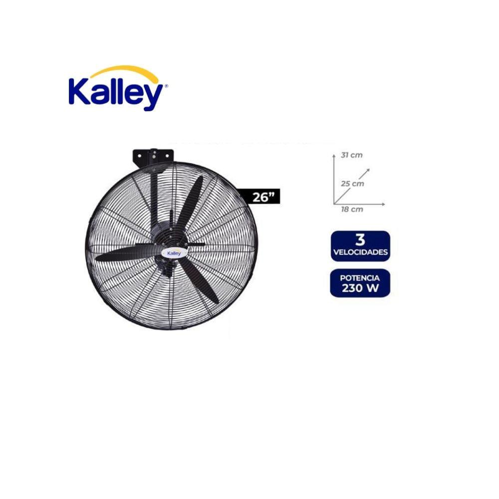 Ventilador Industrial Pared Kalley 26” 230W / 3 Velocidades Potente y Silencioso img #1