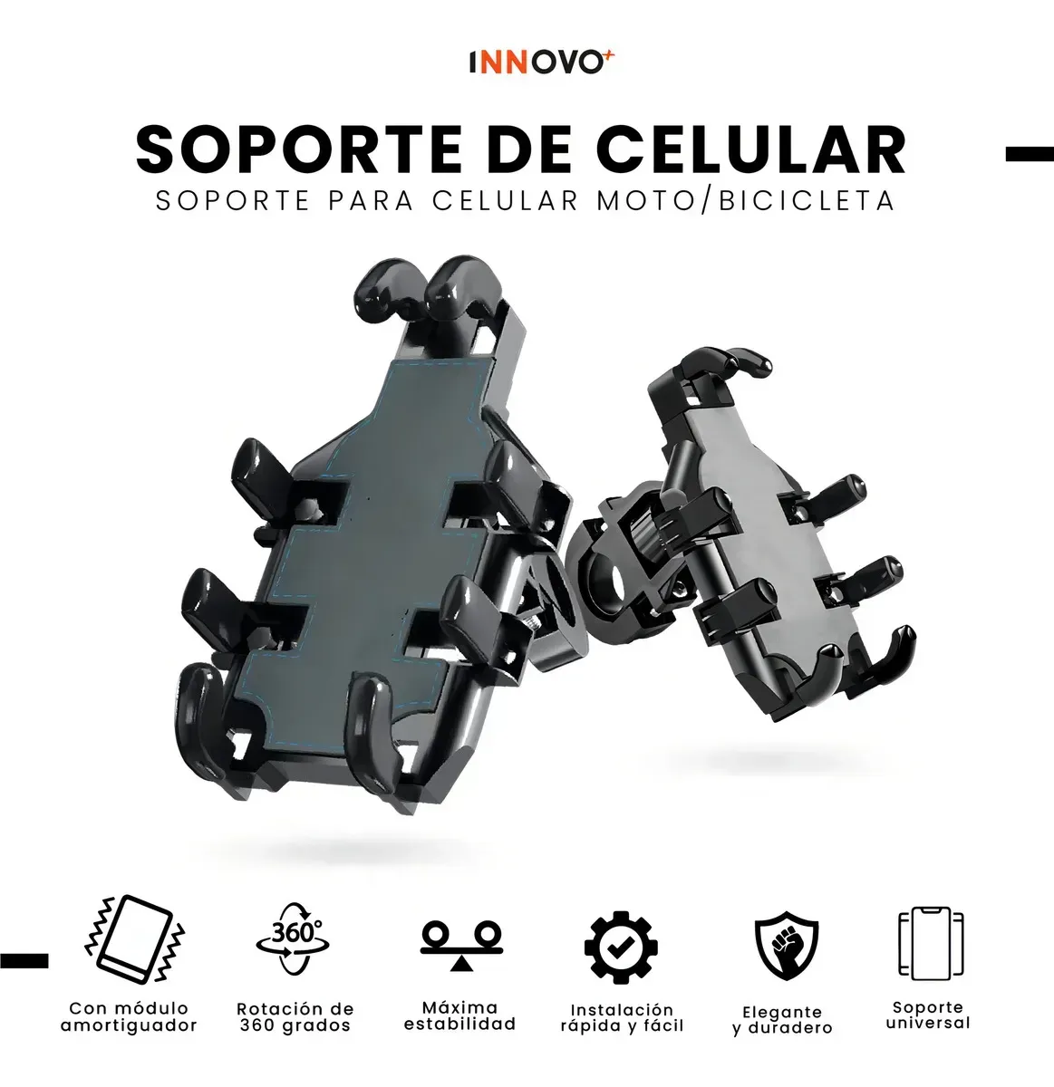 Soporte Celular Moto Bicicleta Anti Vibración 360° Ajustable Manillar Resistente img #2