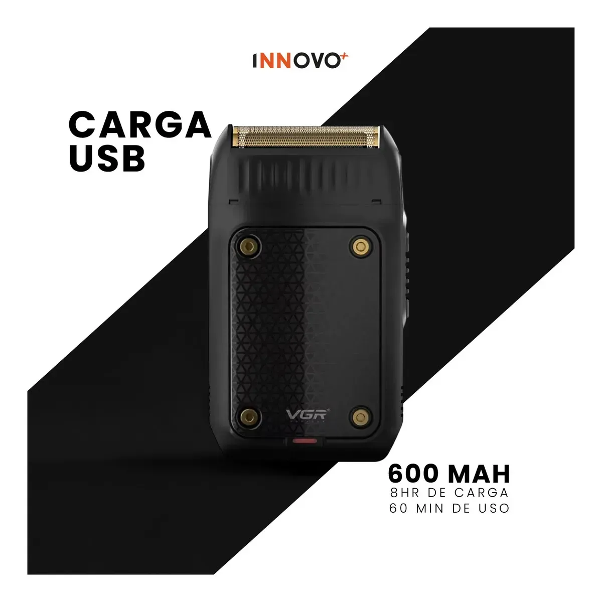 Afeitadora Eléctrica Profesional Vgr-353 Rasuradora Recargable Usb Negro Negro img #3