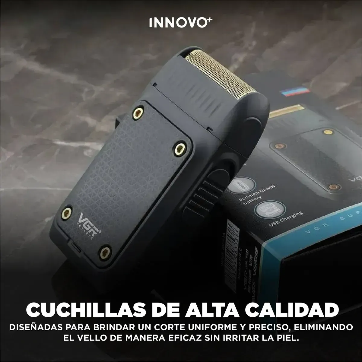 Afeitadora Eléctrica Profesional Vgr-353 Rasuradora Recargable Usb Negro Negro img #4