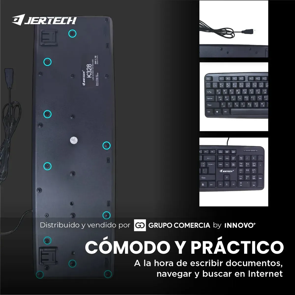 Teclado Jertech K-328 Teclas Silenciosas Compatible Con Pc, Mac Y Android Negro Negro img #3