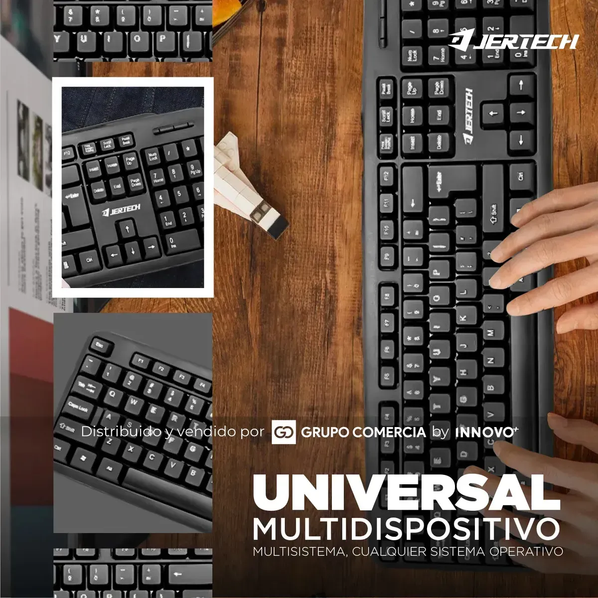 Teclado Jertech K-328 Teclas Silenciosas Compatible Con Pc, Mac Y Android Negro Negro img #2
