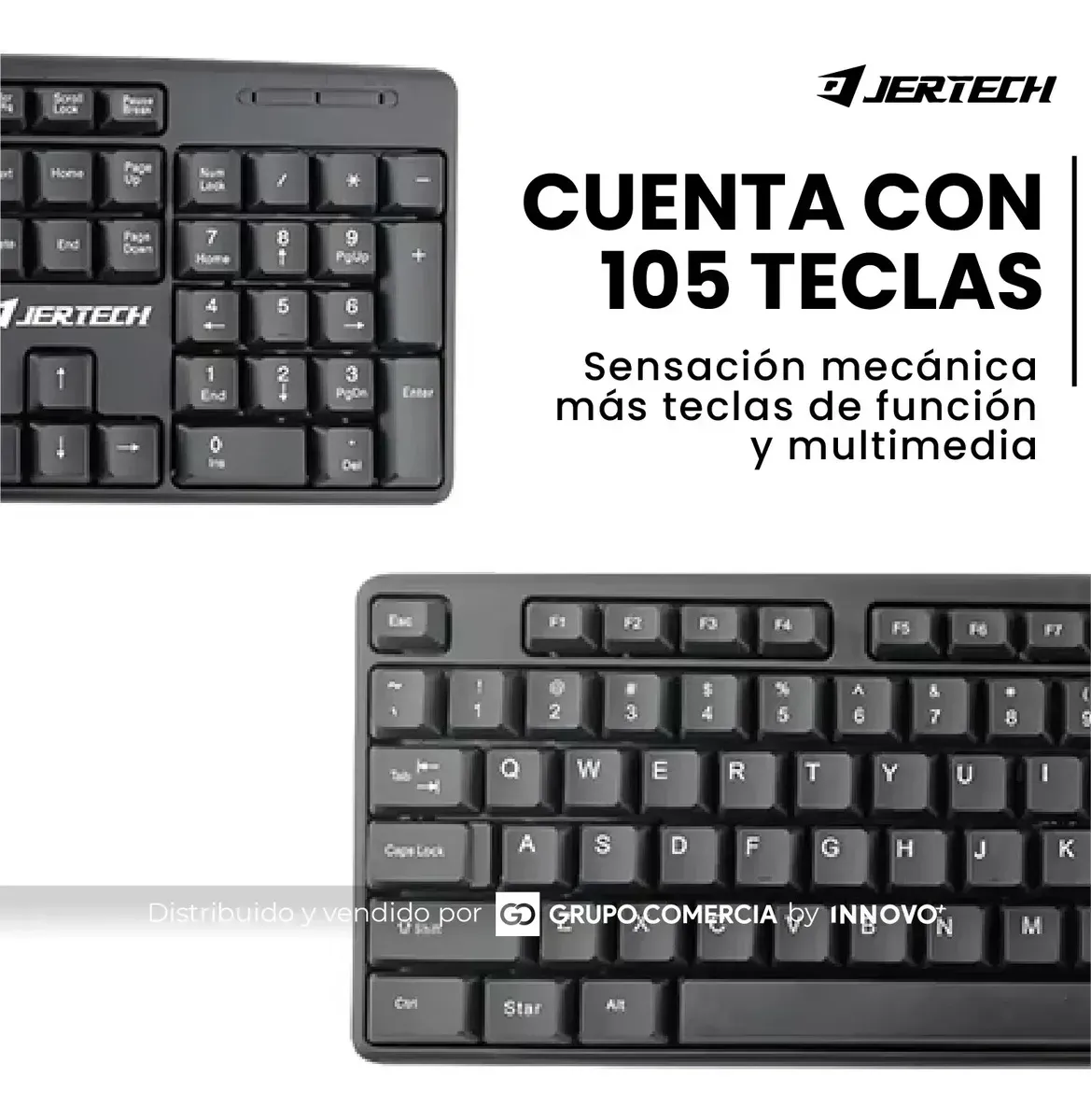 Teclado Jertech K-328 Teclas Silenciosas Compatible Con Pc, Mac Y Android Negro Negro img #6