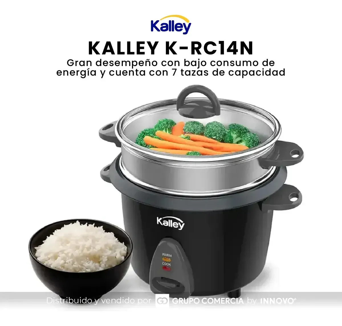 Olla Arrocera Kalley 7 Tazas Vaporera 500w Potencia Ahorra Energia Gris 110v Gris 110v img #6