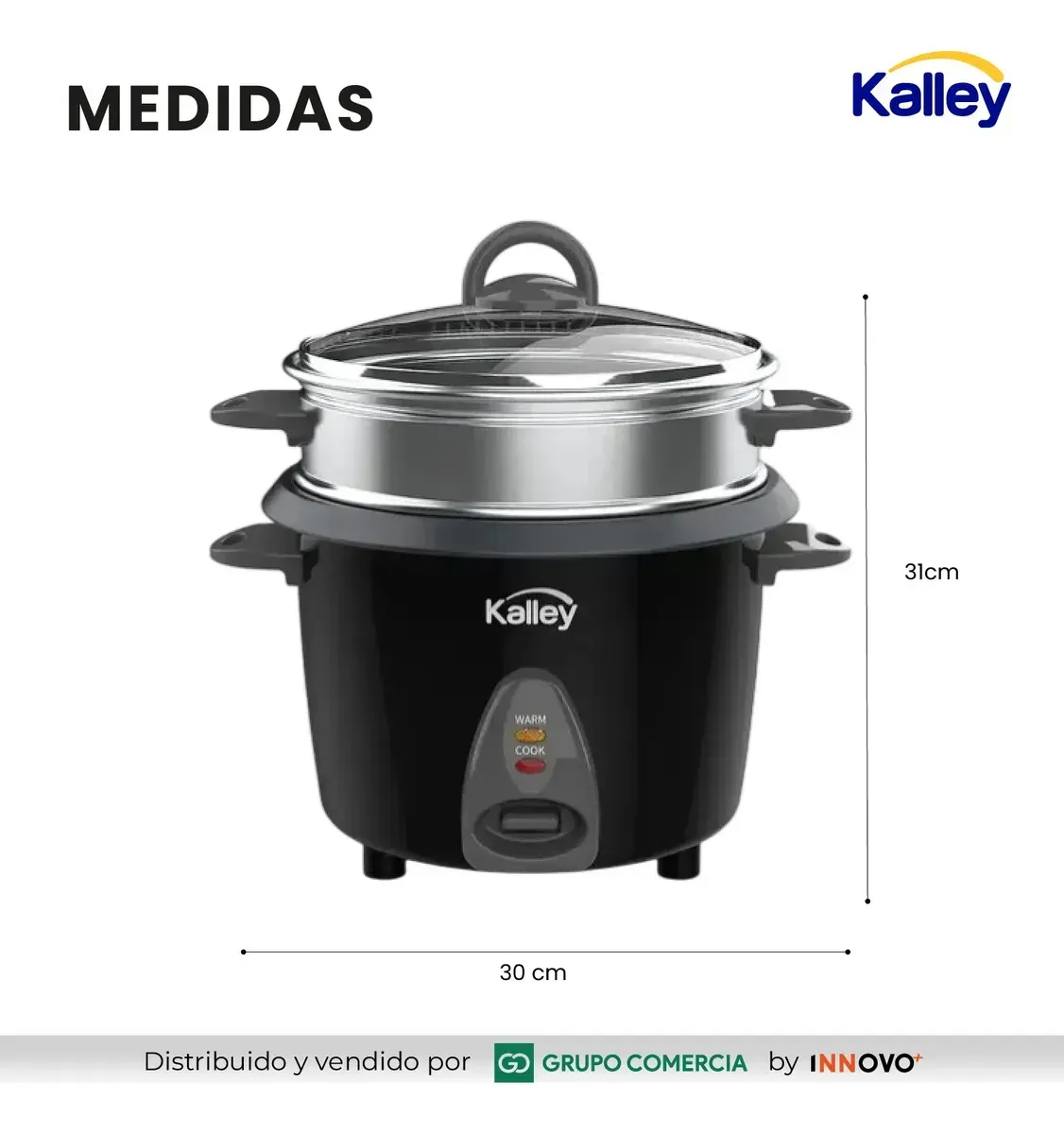 Olla Arrocera Kalley 7 Tazas Vaporera 500w Potencia Ahorra Energia Gris 110v Gris 110v img #3