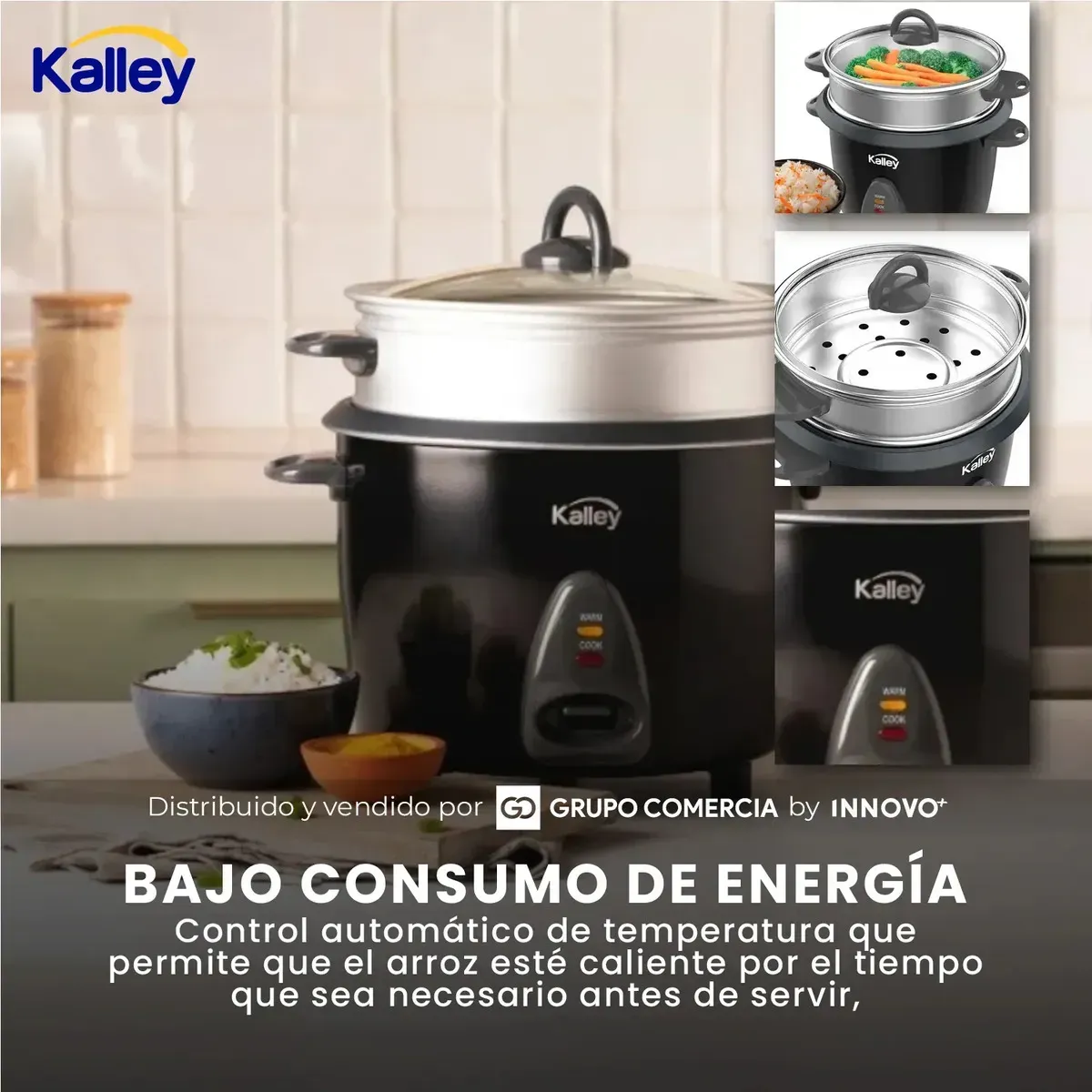 Olla Arrocera Kalley 7 Tazas Vaporera 500w Potencia Ahorra Energia Gris 110v Gris 110v img #5