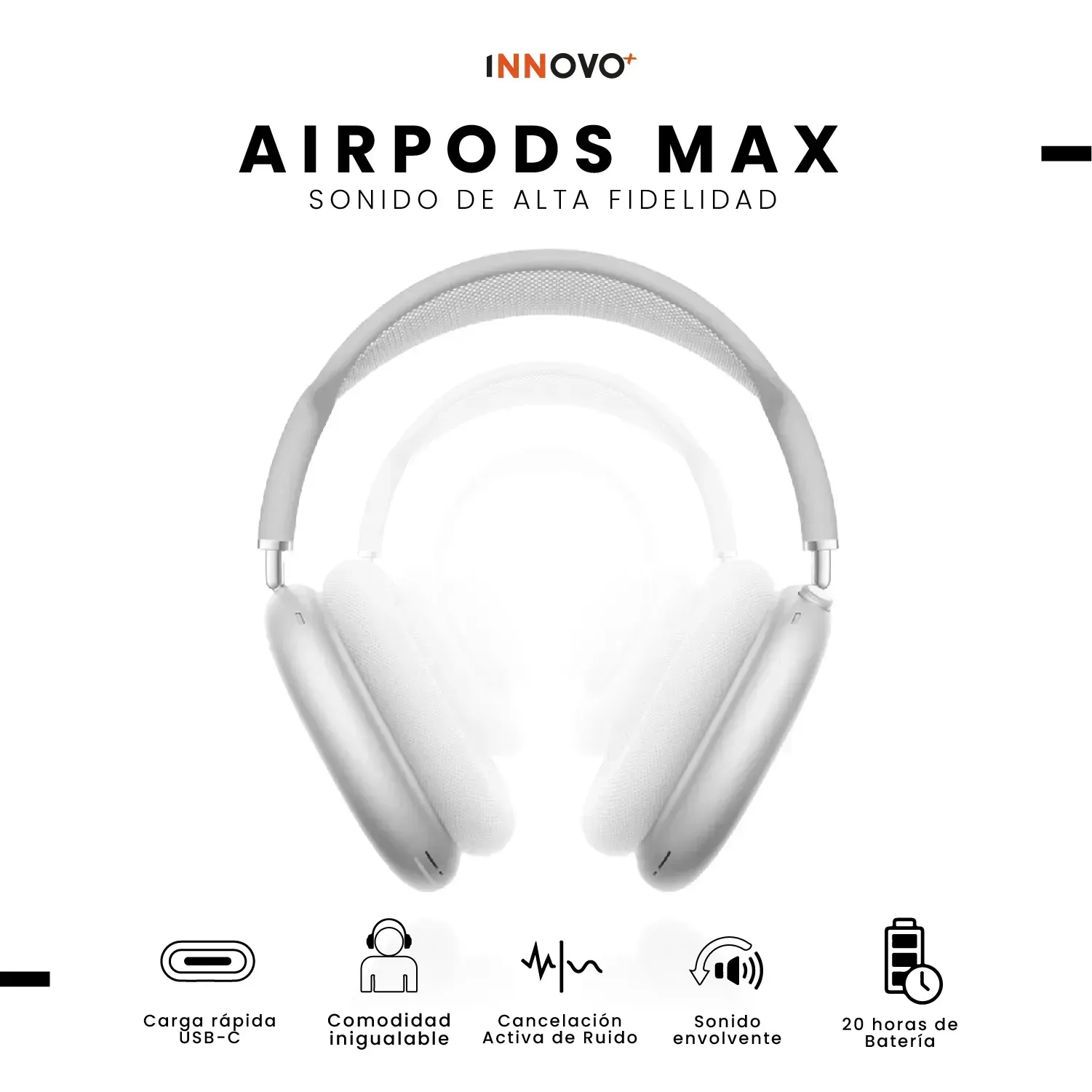 Audífonos Pods Max  Magnética Full Sonido Bluetooth Estuche Blanco img #6