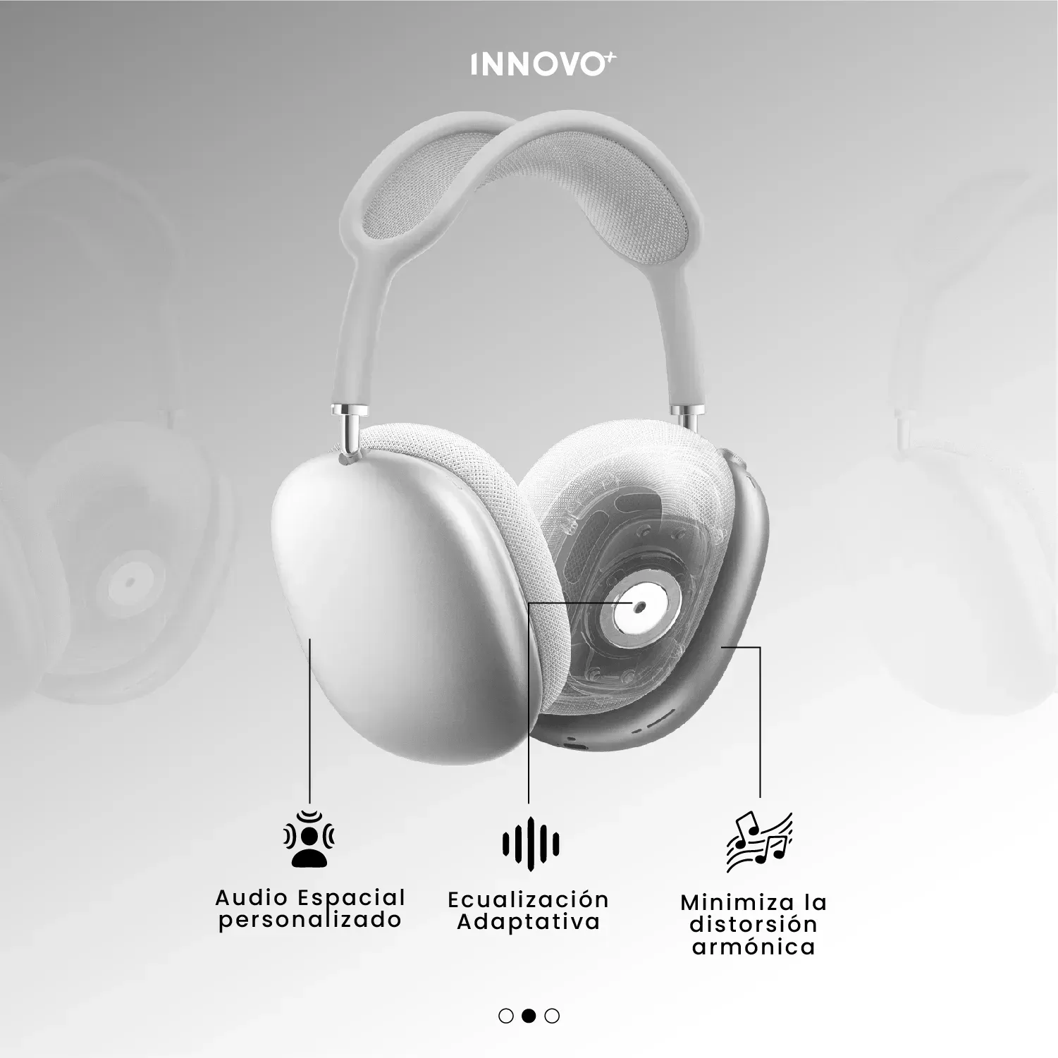 Audífonos Pods Max  Magnética Full Sonido Bluetooth Estuche Blanco img #3
