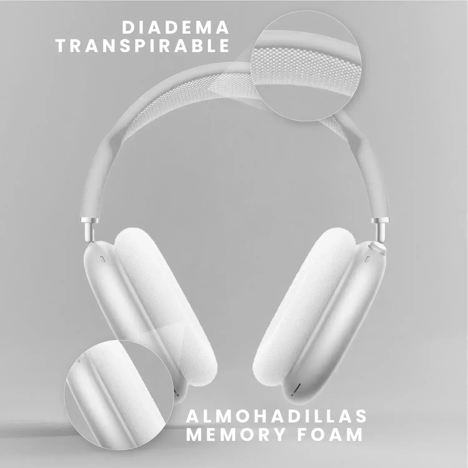 Audífonos Pods Max  Magnética Full Sonido Bluetooth Estuche Blanco img #5
