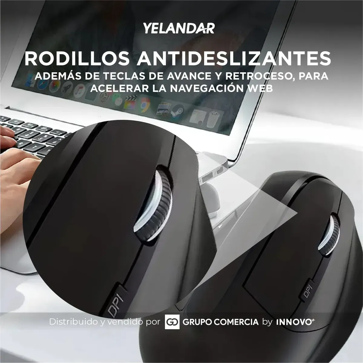 Mouse Ergo Vertical Yelandar Pro Conexión Inalámbrico Dual Negro Negro img #3