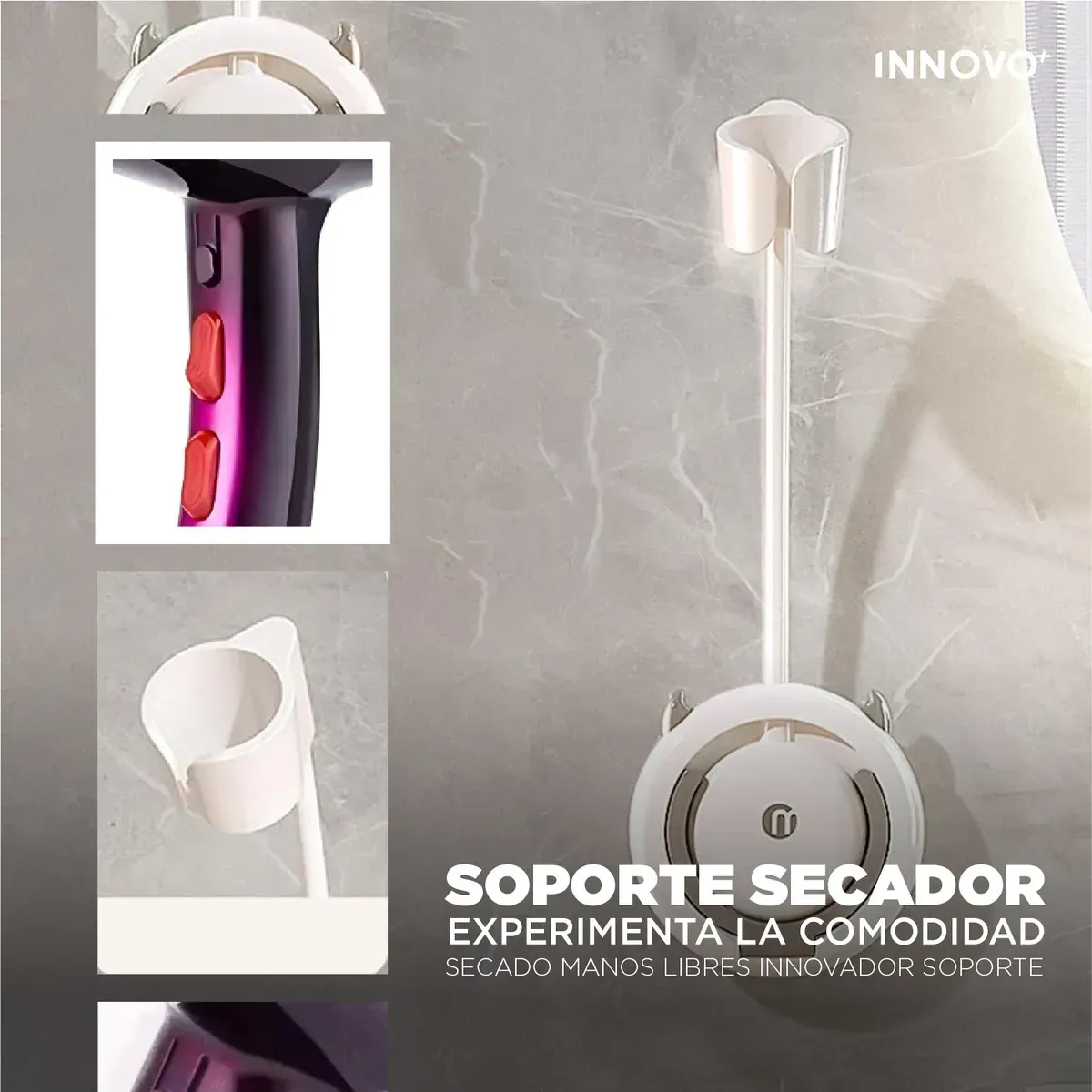 Secador De Cabello Profesional 4000w Con Soporte Giratorio Fucsia Fucsia img #2