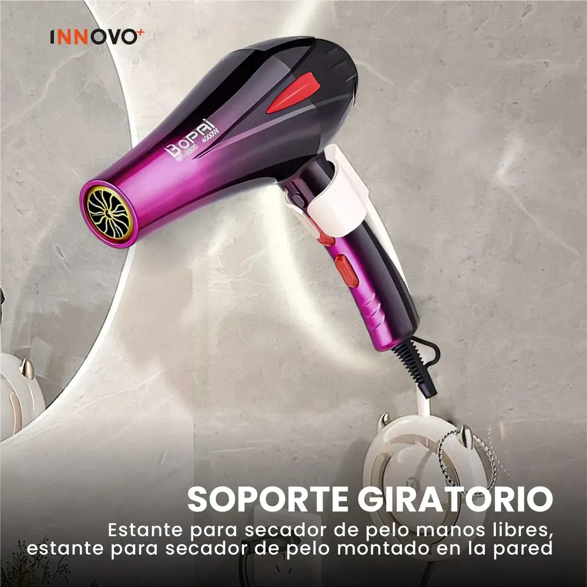 Secador De Cabello Profesional 4000w Con Soporte Giratorio Fucsia Fucsia img #6