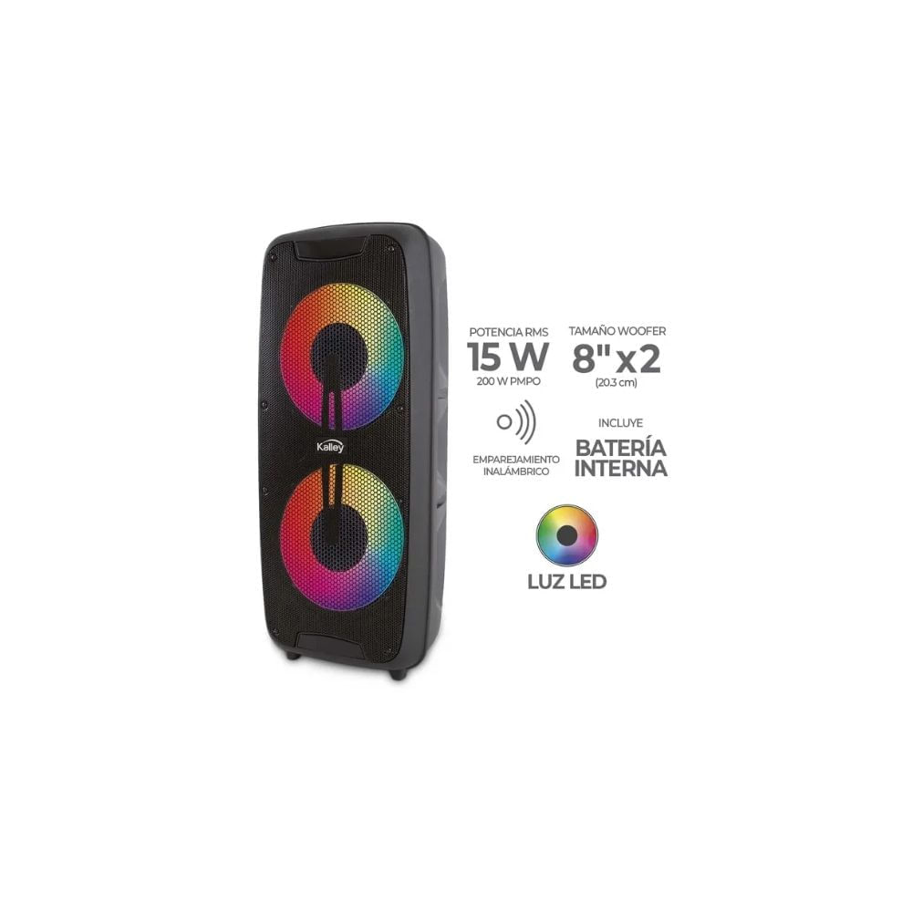 Parlante Kalley BSK 15W RMS 200W PMPO Bluetooth Luces LED 2×8” img #3