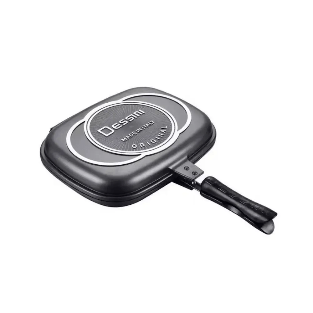 Sartén Doble Parrilla 32 Cm Antiadherente Dual Grill Dessini Italiano Con Repuesto Caucho img #2