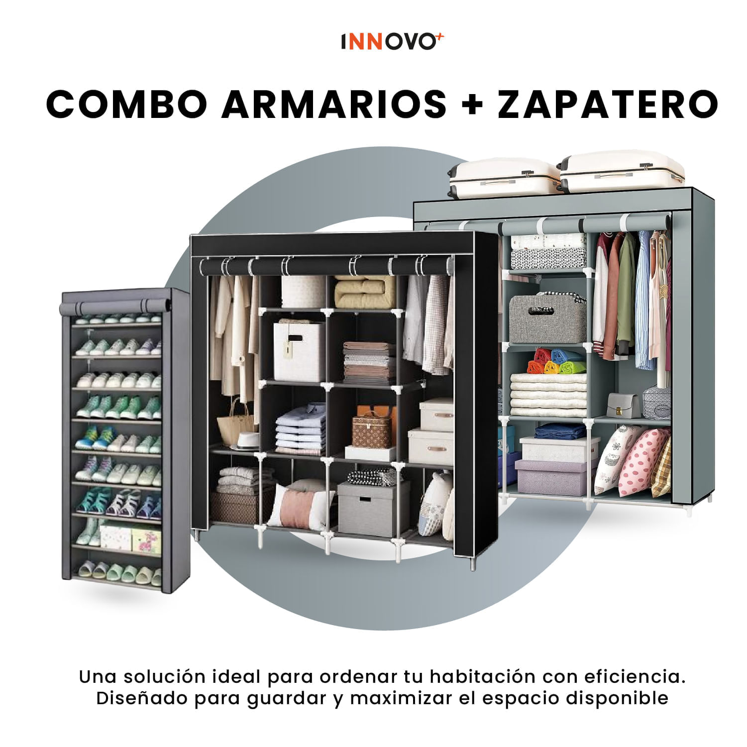 Closet Organizador Hogar X2 Armarios Ropa + Zapatero 9 Niveles Innovo Home img #8