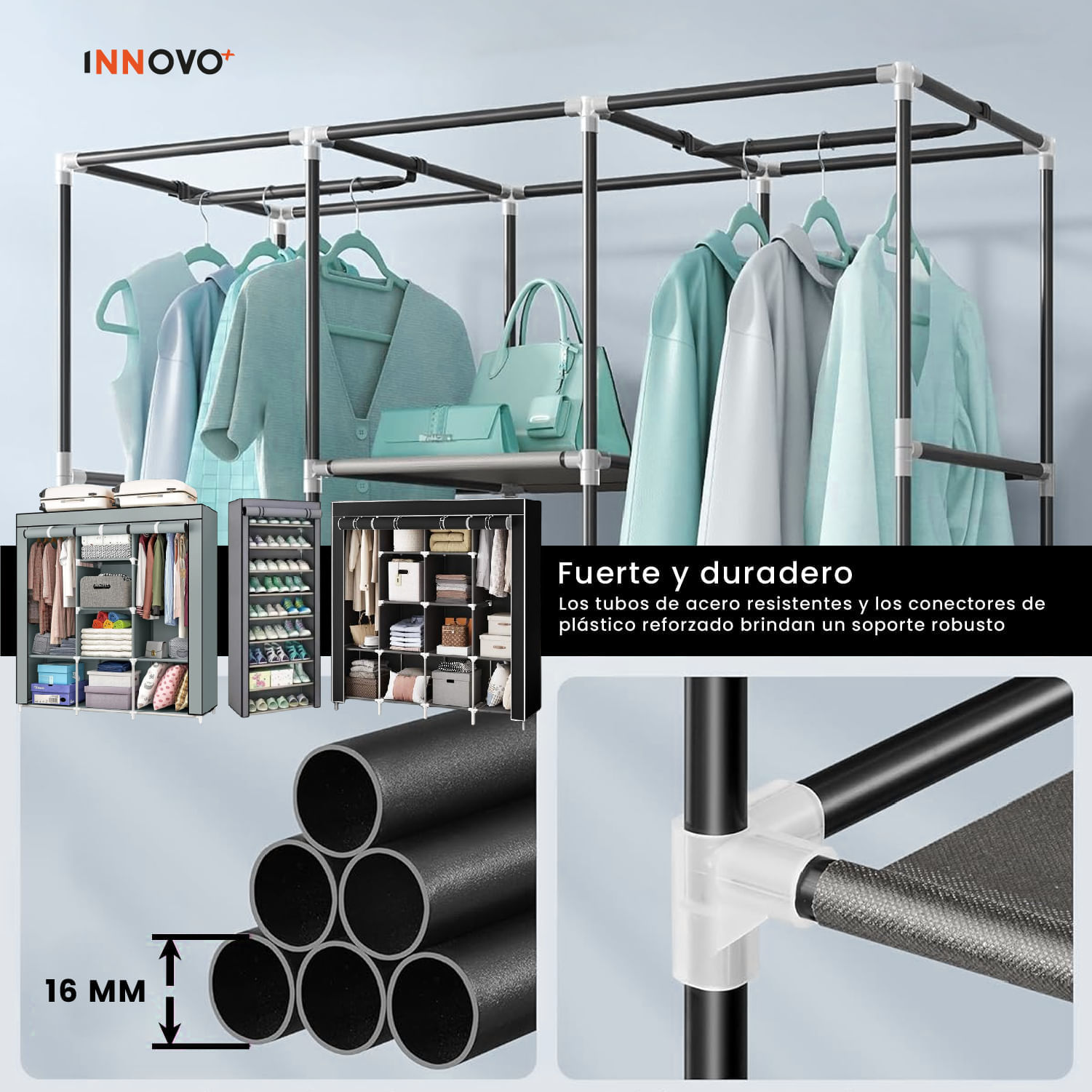 Closet Organizador Hogar X2 Armarios Ropa + Zapatero 9 Niveles Innovo Home img #5
