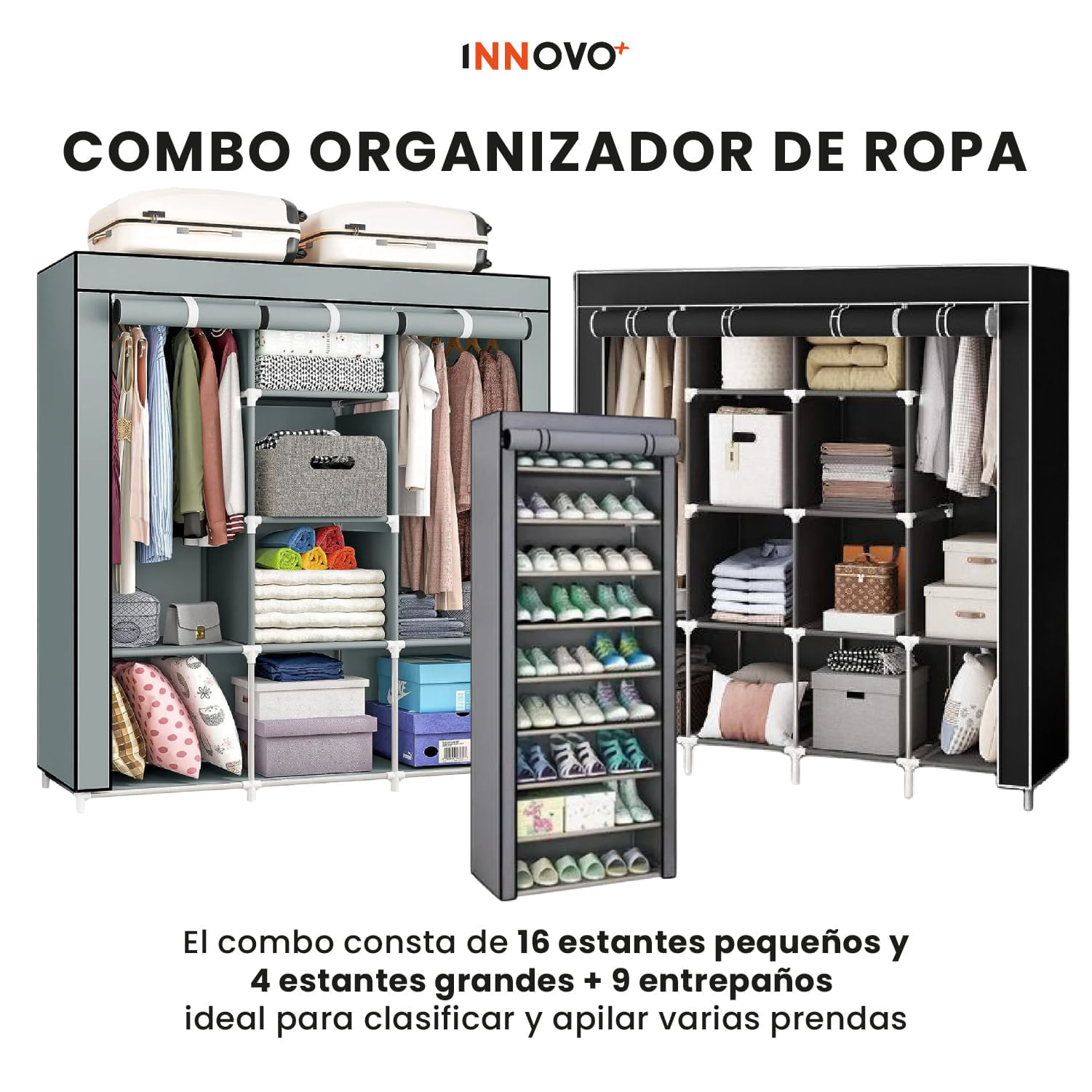 Closet Organizador Hogar X2 Armarios Ropa + Zapatero 9 Niveles Innovo Home img #7