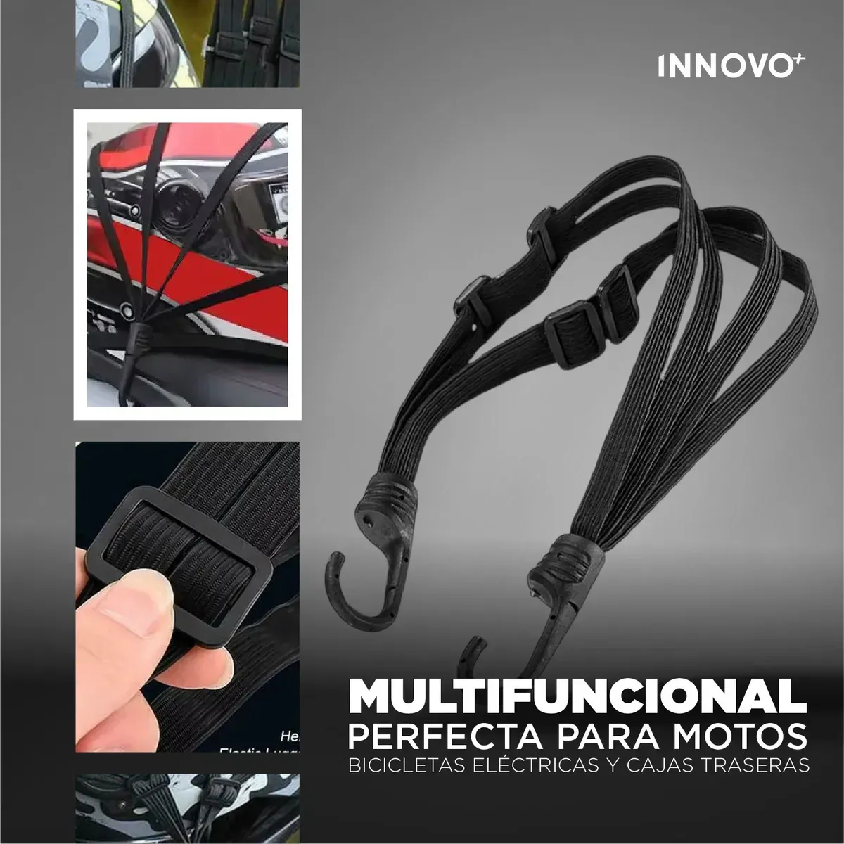 Correa Multifuncional Antideslizante Para Casco Y Equipaje De Moto 75 Cm img #4