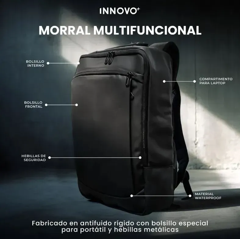 Morral Ejecutivo Impermeable Laptop 15.6 Antifluido Innovo Negro Negro img #2