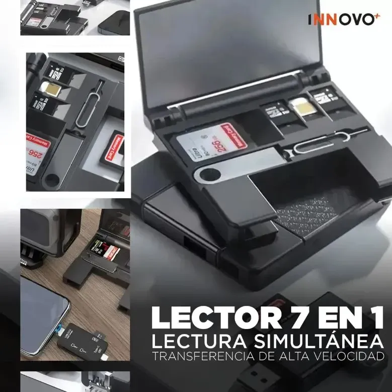 Lector De Tarjetas 7 En 1 Usb Otg Tipo C Adaptador Sd/microsd Viajero Negro Negro img #2