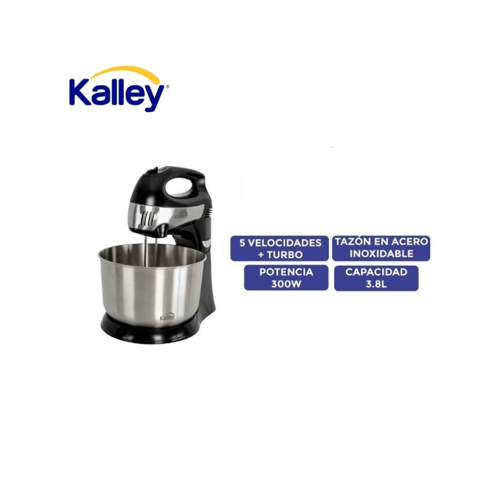 Batidora de Pedestal Kalley 300W Tazón en Acero Inoxidable 3.8L Turbo img #1