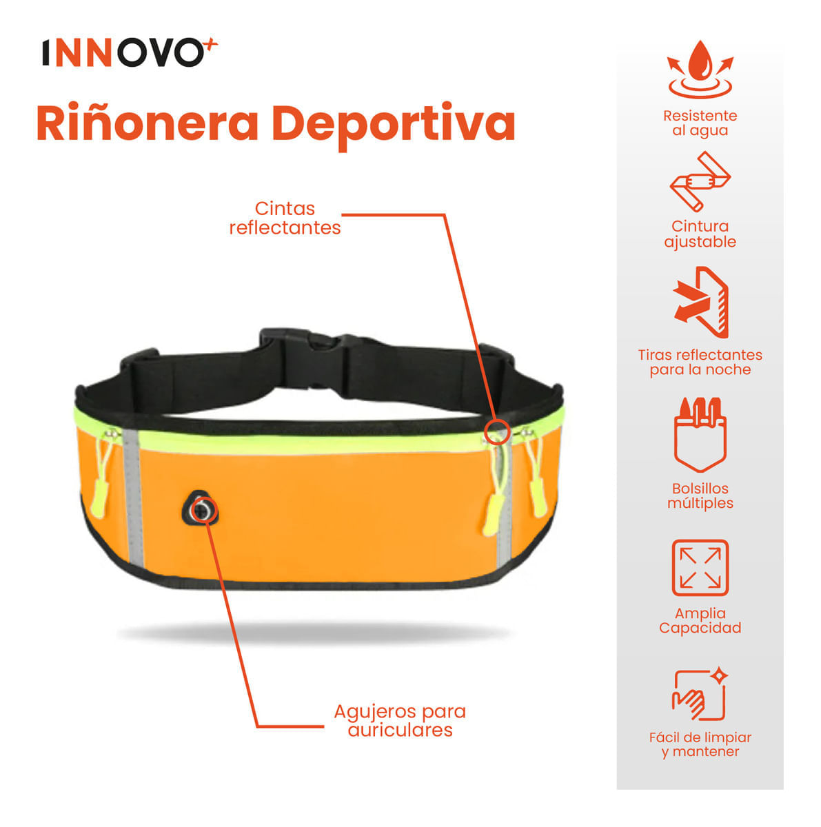 Combo Canguro Deportivo Naranja Y Balaclava Para Ciclistas Filtro Uv img #2