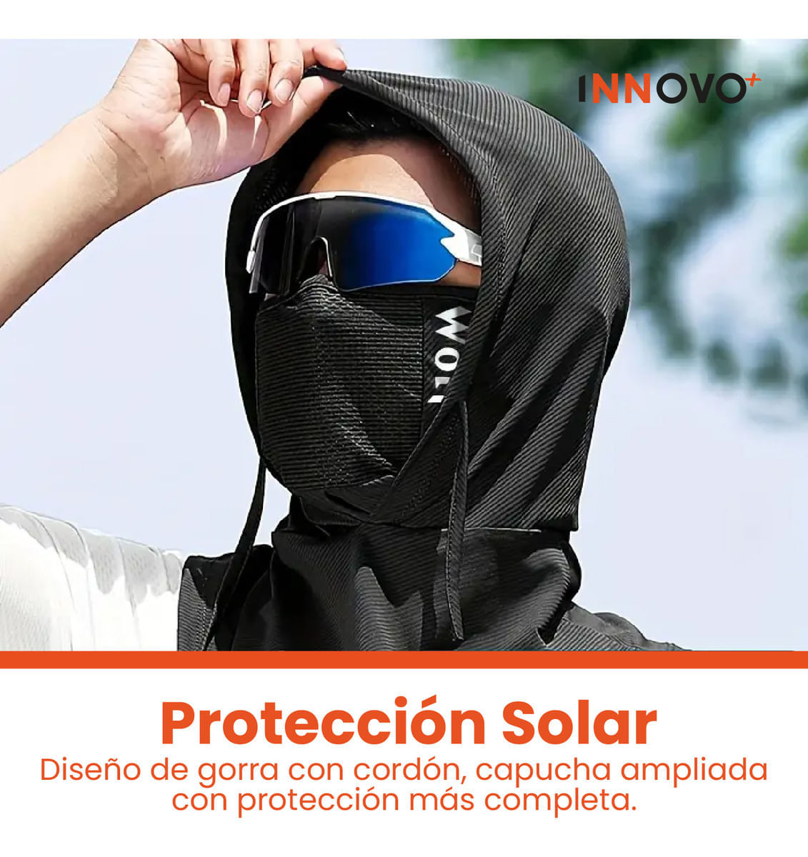 Combo Canguro Deportivo Naranja Y Balaclava Para Ciclistas Filtro Uv img #6
