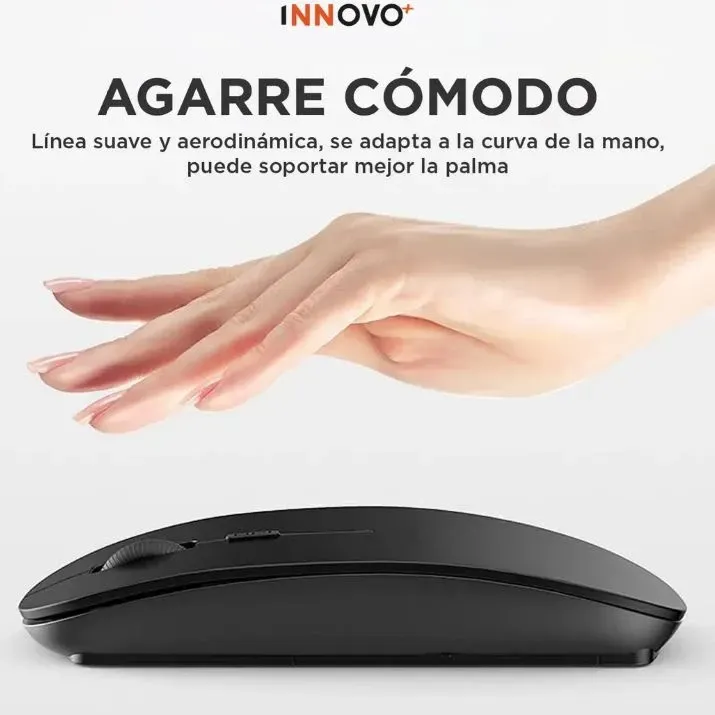 Mouse Inalámbrico Slim 2.4 Ghz Bluetooth Silencioso, Portátil Y Ergonómico Negro Negro img #4