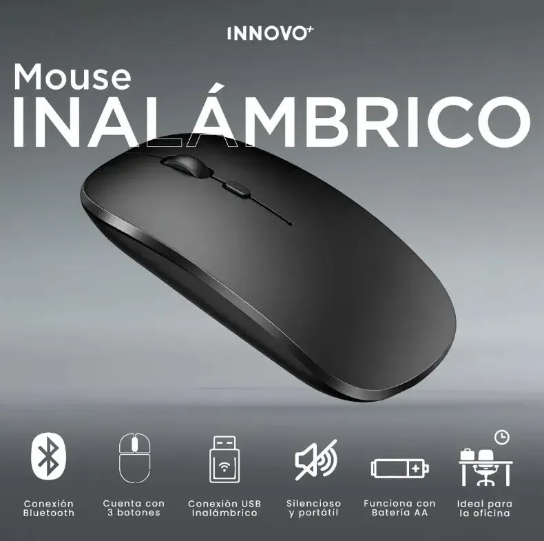 Mouse Inalámbrico Slim 2.4 Ghz Bluetooth Silencioso, Portátil Y Ergonómico Negro Negro img #5
