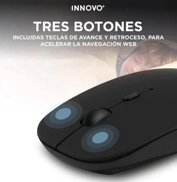 Mouse Inalámbrico Slim 2.4 Ghz Bluetooth Silencioso, Portátil Y Ergonómico Negro Negro img #2