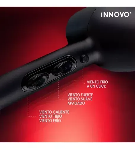 Secador Profesional Con 3 Boquillas 1500w Cable Extra Largo Alta Potencia Calor Y Frio Hair Dryer Innovo Vgr 462 img #4