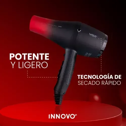 Secador Profesional Con 3 Boquillas 1500w Cable Extra Largo Alta Potencia Calor Y Frio Hair Dryer Innovo Vgr 462 img #5