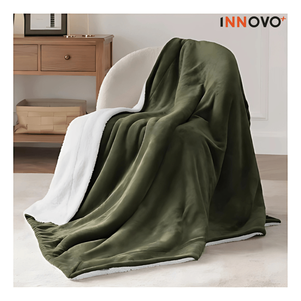 Combo Cobija Térmica Doble Faz Verde + Lámpara Plato 3 Tonos Táctil + Obsequio Tapete Peluche img #2