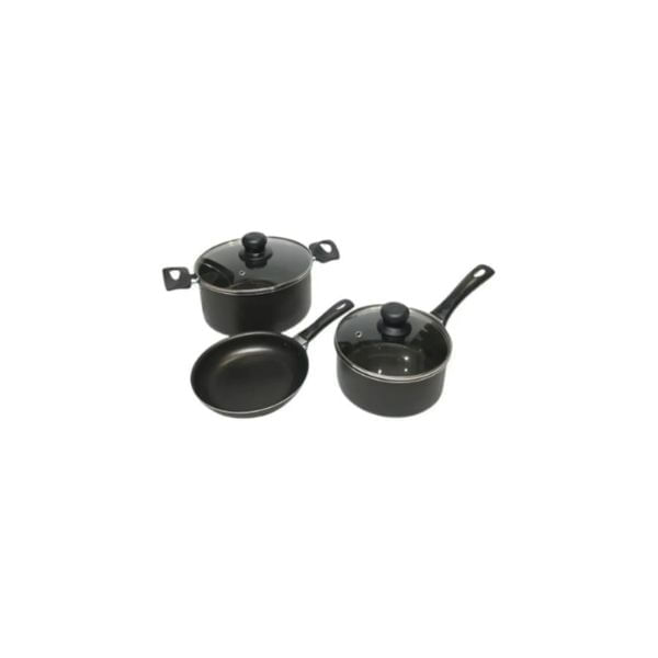 Batería de Cocina IMUSA 5 Piezas Antiadherente Sartén Olla Perol Tapa Vidrio img #3