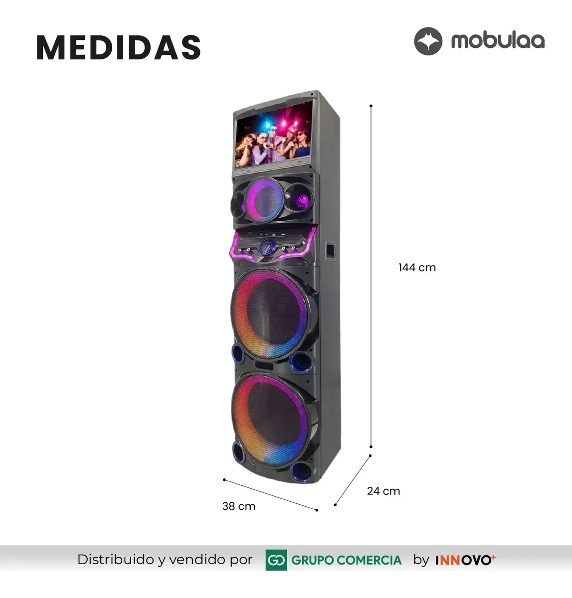 Parlante Mobulaa Beatbox-v Torre De Sonido 100w Pantalla Táctil 15 , Android Y Karaoke Pro img #7