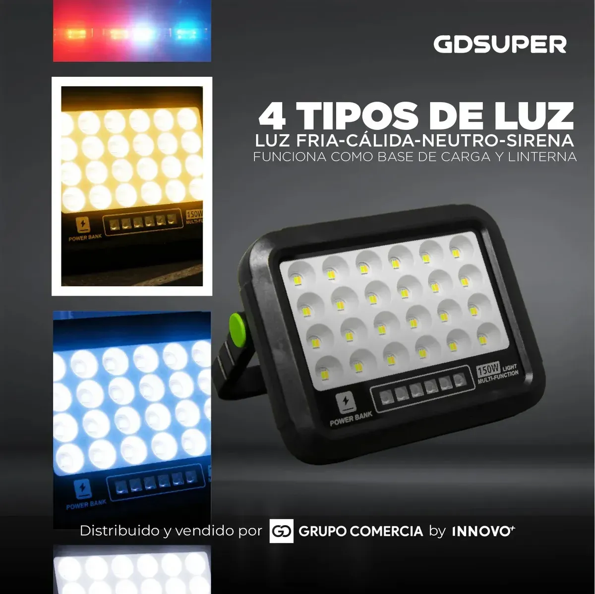 Reflector Led Solar 150w Profesional Power Bank 4500mah Lámpara Emergencia 4 Modos img #5