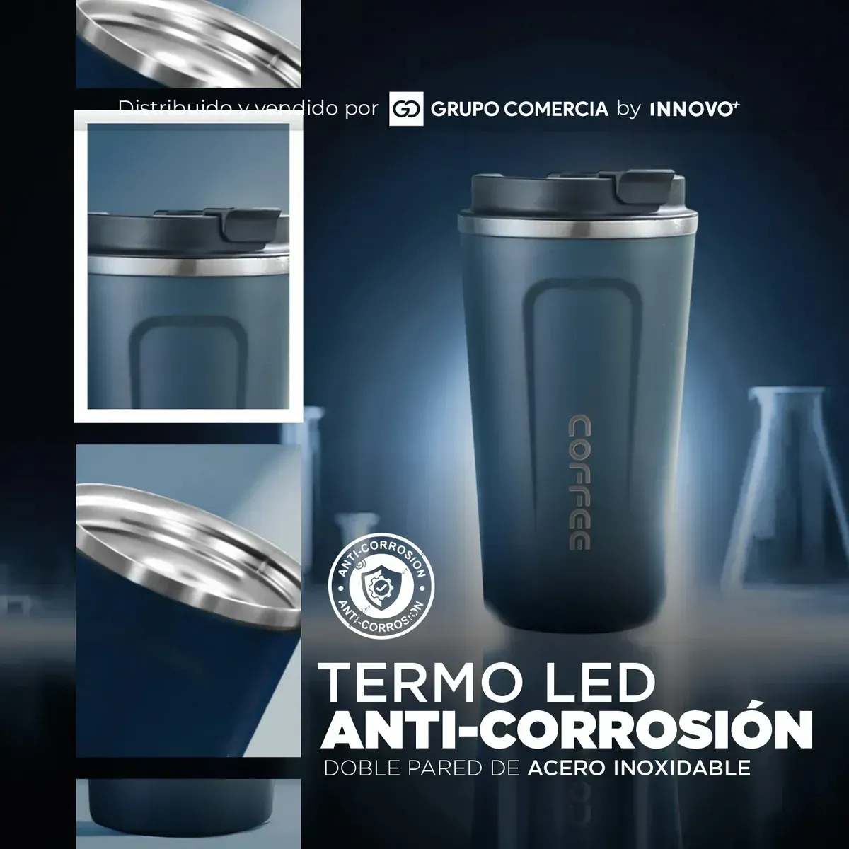 Vaso Termo Inteligente 510ml Acero Inoxidable Pantalla Led Táctil Azul img #4