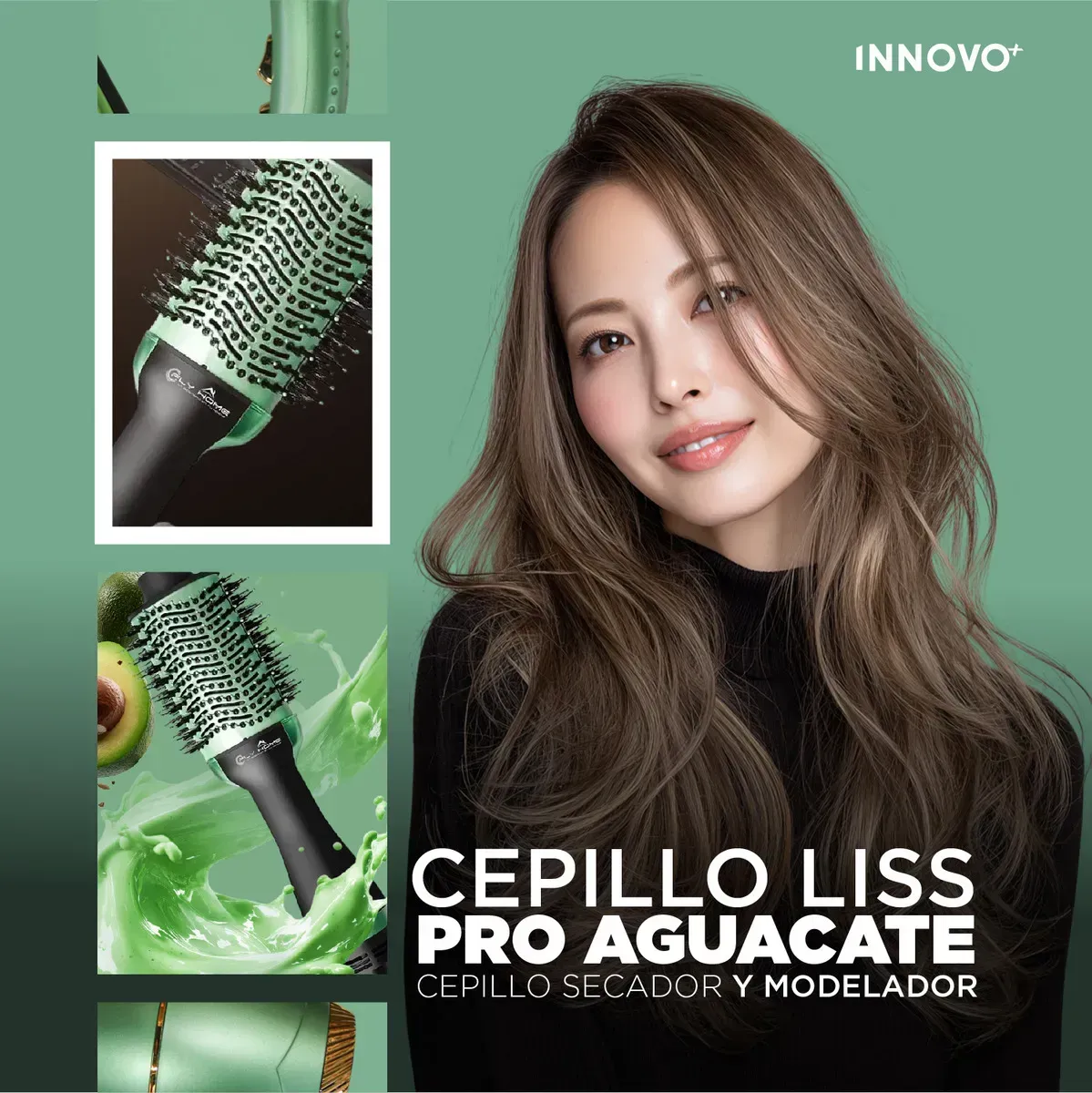 Secador De Cabello Plancha Cepillo Secador Liss Pro Aguacate Peinado Profesional Verde Verde img #2