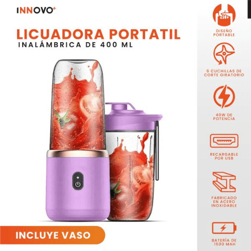 Mini Licuadora Para Batidos Rápidos De Bolso Recargable 400 Ml Innovo Home img #5