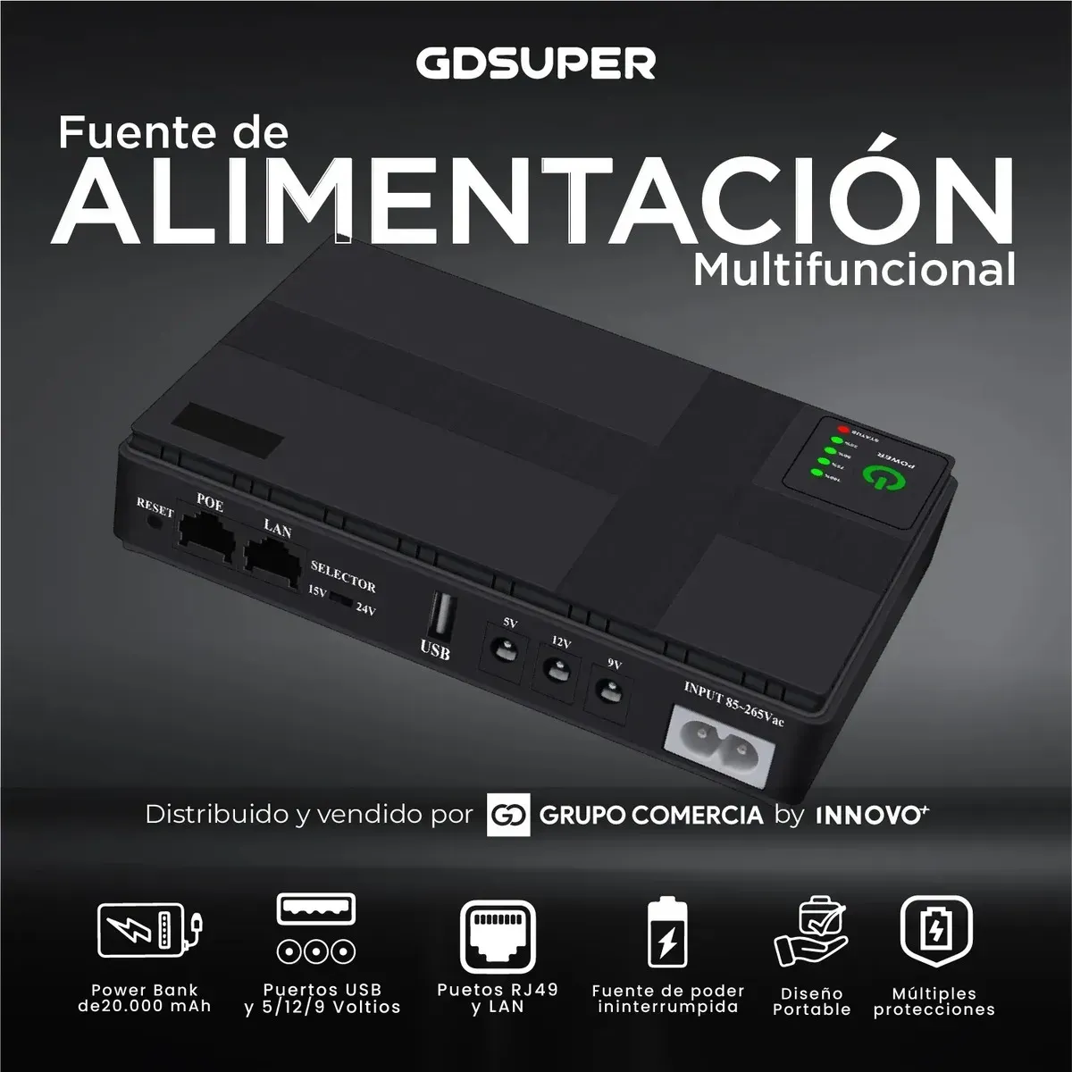 Mini Ups Gdsuper 20.000mah Respaldo De Energía Para Router Modem Y Cámara Negro Negro img #5